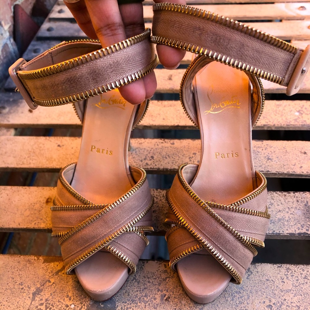 Christian Louboutin Rodita Platform Beige Heels 37